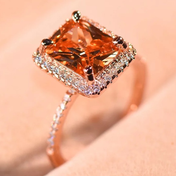 New 925 Sterling Silver Champagne Rose Gold Ring - Picture 6 of 7